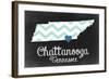 Chattanooga, Tennessee - Chalkboard State Heart-Lantern Press-Framed Art Print