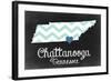 Chattanooga, Tennessee - Chalkboard State Heart-Lantern Press-Framed Art Print