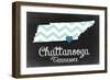 Chattanooga, Tennessee - Chalkboard State Heart-Lantern Press-Framed Art Print