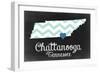 Chattanooga, Tennessee - Chalkboard State Heart-Lantern Press-Framed Art Print