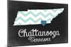 Chattanooga, Tennessee - Chalkboard State Heart-Lantern Press-Mounted Art Print