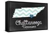 Chattanooga, Tennessee - Chalkboard State Heart-Lantern Press-Framed Stretched Canvas