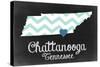 Chattanooga, Tennessee - Chalkboard State Heart-Lantern Press-Stretched Canvas