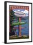 Chattanooga, Tennessee - Destination Signpost-Lantern Press-Framed Art Print