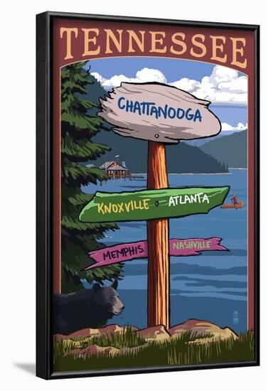 Chattanooga, Tennessee - Destination Signpost-Lantern Press-Framed Art Print