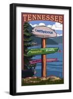 Chattanooga, Tennessee - Destination Signpost-Lantern Press-Framed Art Print