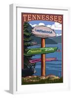 Chattanooga, Tennessee - Destination Signpost-Lantern Press-Framed Art Print