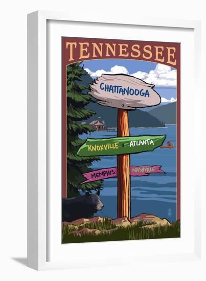 Chattanooga, Tennessee - Destination Signpost-Lantern Press-Framed Art Print