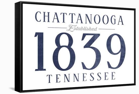 Chattanooga, Tennessee - Established Date (Blue)-Lantern Press-Framed Stretched Canvas