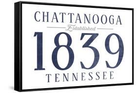 Chattanooga, Tennessee - Established Date (Blue)-Lantern Press-Framed Stretched Canvas