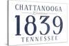 Chattanooga, Tennessee - Established Date (Blue)-Lantern Press-Stretched Canvas