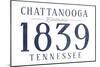 Chattanooga, Tennessee - Established Date (Blue)-Lantern Press-Mounted Art Print