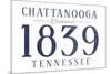 Chattanooga, Tennessee - Established Date (Blue)-Lantern Press-Mounted Art Print