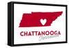 Chattanooga, Tennessee - Heart Design-Lantern Press-Framed Stretched Canvas