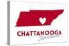 Chattanooga, Tennessee - Heart Design-Lantern Press-Stretched Canvas