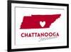 Chattanooga, Tennessee - Heart Design-Lantern Press-Framed Premium Giclee Print