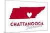 Chattanooga, Tennessee - Heart Design-Lantern Press-Mounted Premium Giclee Print