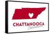 Chattanooga, Tennessee - Heart Design-Lantern Press-Framed Stretched Canvas