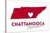 Chattanooga, Tennessee - Heart Design-Lantern Press-Stretched Canvas