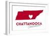 Chattanooga, Tennessee - Heart Design-Lantern Press-Framed Art Print