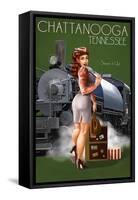 Chattanooga, Tennessee - Locomotive Pinup Girl-Lantern Press-Framed Stretched Canvas