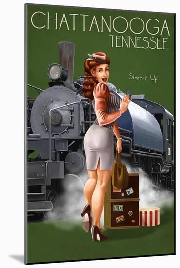 Chattanooga, Tennessee - Locomotive Pinup Girl-Lantern Press-Mounted Art Print