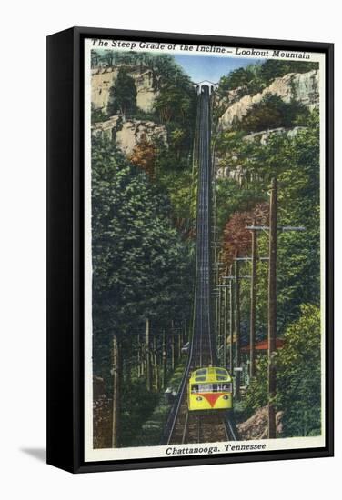 Chattanooga, Tennessee - Lookout Mountain Incline Rail View-Lantern Press-Framed Stretched Canvas