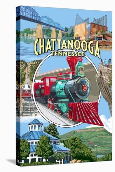 Chattanooga, Tennessee - Montage Scenes-Lantern Press-Stretched Canvas