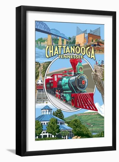 Chattanooga, Tennessee - Montage Scenes-Lantern Press-Framed Art Print