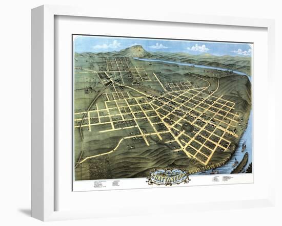 Chattanooga, Tennessee - Panoramic Map-Lantern Press-Framed Art Print