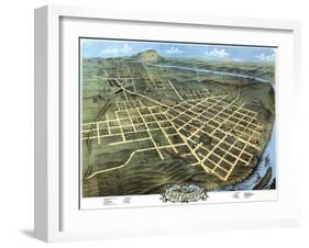 Chattanooga, Tennessee - Panoramic Map-Lantern Press-Framed Art Print