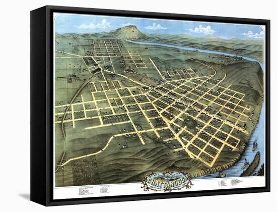 Chattanooga, Tennessee - Panoramic Map-Lantern Press-Framed Stretched Canvas