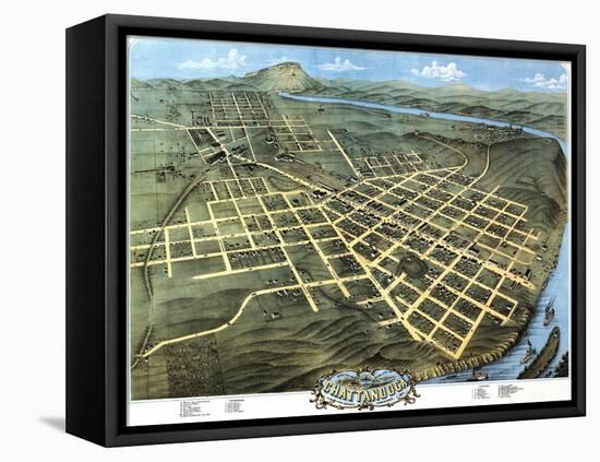 Chattanooga, Tennessee - Panoramic Map-Lantern Press-Framed Stretched Canvas