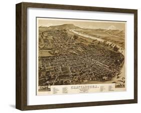 Chattanooga, Tennessee - Panoramic Map-Lantern Press-Framed Art Print