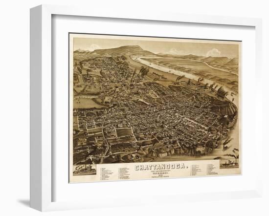 Chattanooga, Tennessee - Panoramic Map-Lantern Press-Framed Art Print