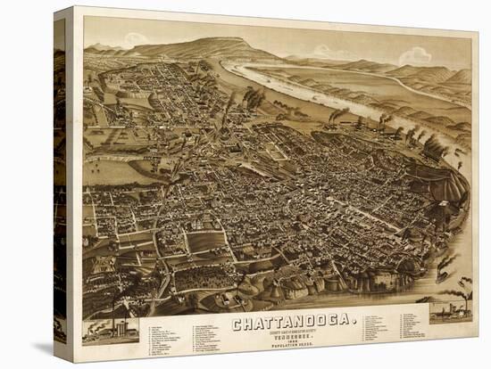 Chattanooga, Tennessee - Panoramic Map-Lantern Press-Stretched Canvas
