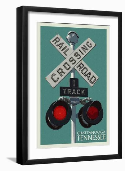 Chattanooga, Tennessee - Railroad Crossing - Letterpress-Lantern Press-Framed Art Print
