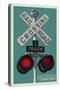 Chattanooga, Tennessee - Railroad Crossing - Letterpress-Lantern Press-Stretched Canvas