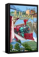 Chattanooga, Tennessee - Town Views-Lantern Press-Framed Stretched Canvas