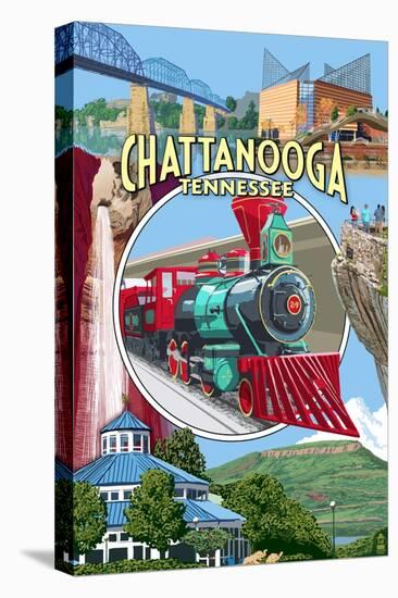 Chattanooga, Tennessee - Town Views-Lantern Press-Stretched Canvas