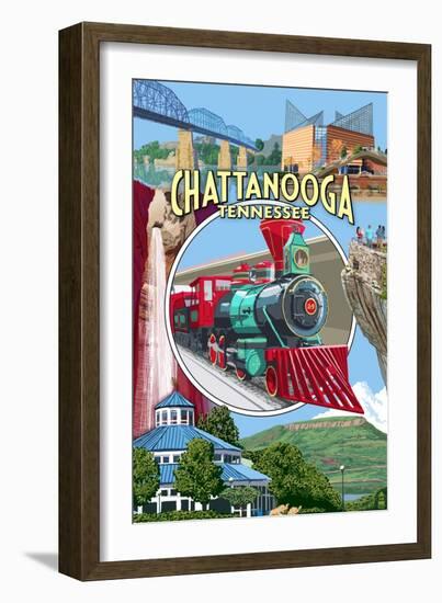 Chattanooga, Tennessee - Town Views-Lantern Press-Framed Art Print