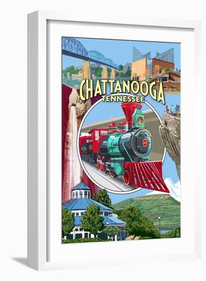 Chattanooga, Tennessee - Town Views-Lantern Press-Framed Art Print