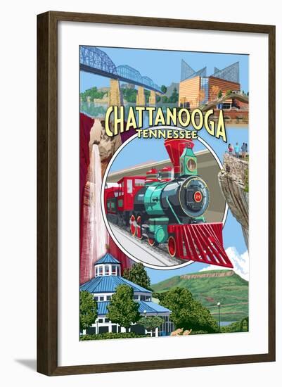 Chattanooga, Tennessee - Town Views-Lantern Press-Framed Art Print