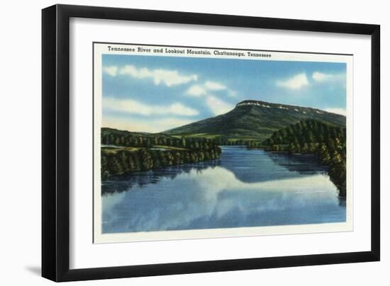 Chattanooga, Tennessee - View of Lookout Mountain from the Tennessee River-Lantern Press-Framed Art Print