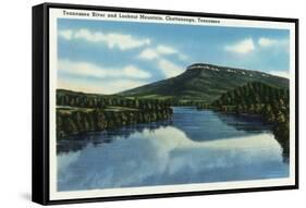 Chattanooga, Tennessee - View of Lookout Mountain from the Tennessee River-Lantern Press-Framed Stretched Canvas