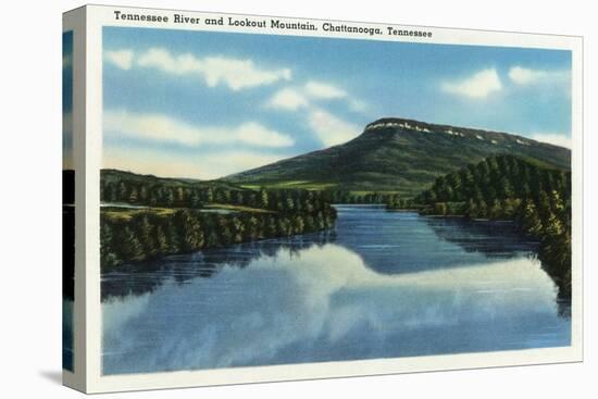 Chattanooga, Tennessee - View of Lookout Mountain from the Tennessee River-Lantern Press-Stretched Canvas