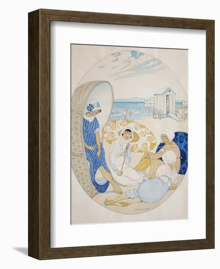 Chatting on the Danish Beach-Gerda Wegener-Framed Giclee Print