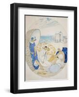 Chatting on the Danish Beach-Gerda Wegener-Framed Giclee Print