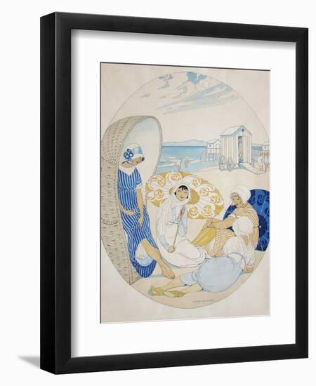 Chatting on the Danish Beach-Gerda Wegener-Framed Giclee Print