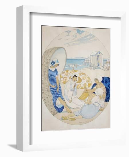 Chatting on the Danish Beach-Gerda Wegener-Framed Giclee Print